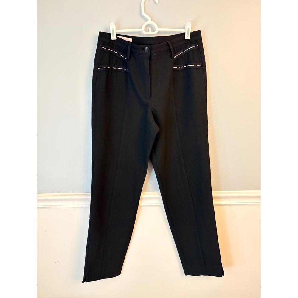 BASLER Womens Black Straight Leg Trousers Contrast Stitching Pants